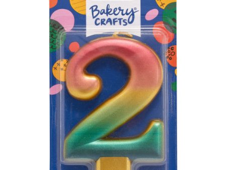 Two (2) Rainbow Metallic Numeral Candle Discount