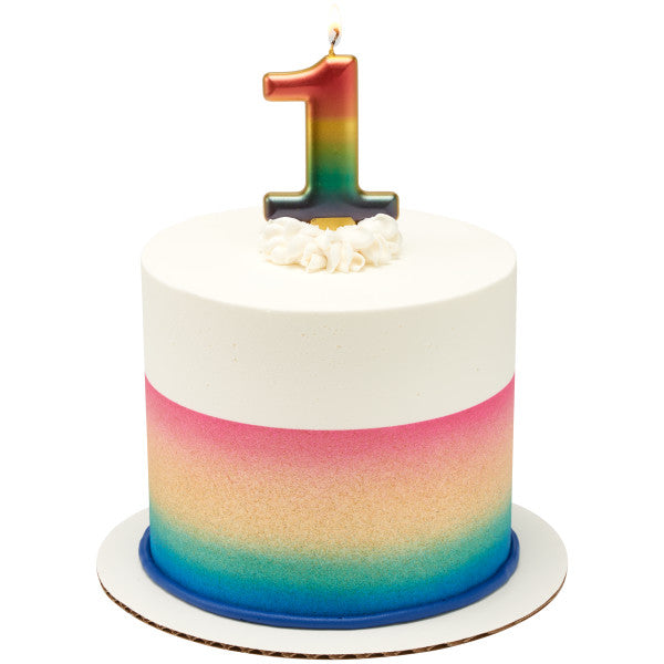 One (1) Rainbow Metallic Numeral Candle Online