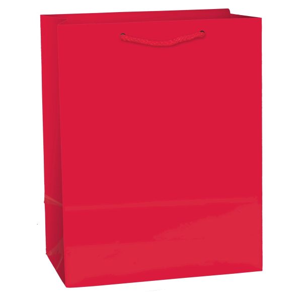 Solid Glossy Apple Red Gift Bag, 1ct For Discount