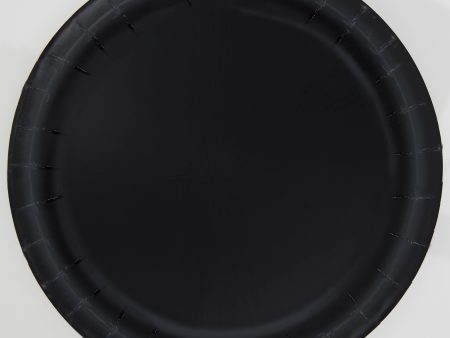 Black Solid Round 7  Dessert Plates, 8ct For Sale