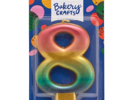 Eight (8) Rainbow Metallic Numeral Candle Hot on Sale