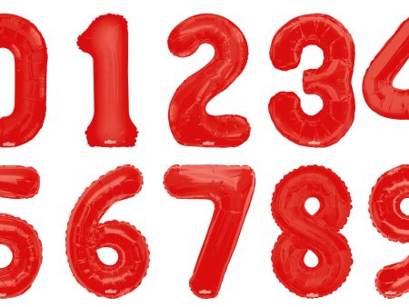 34  Numeral Balloon - Red, 1ct Supply