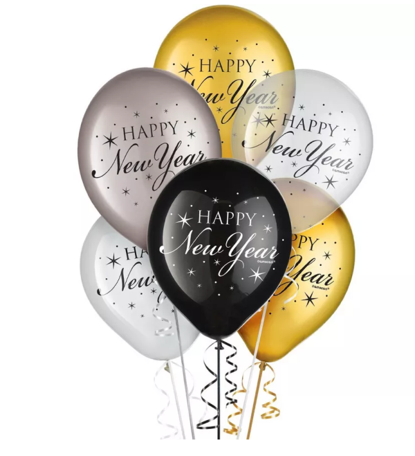 Happy New Year Printed 12  Latex Balloons, 15ct Online Hot Sale