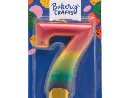 Seven (7) Rainbow Metallic Numeral Candle Online