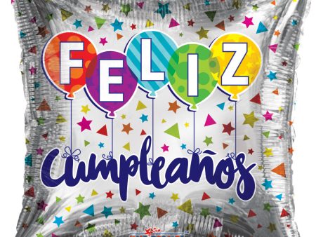 Silver Feliz Cumpleaños 18  Square Foil Balloon, 1ct Hot on Sale