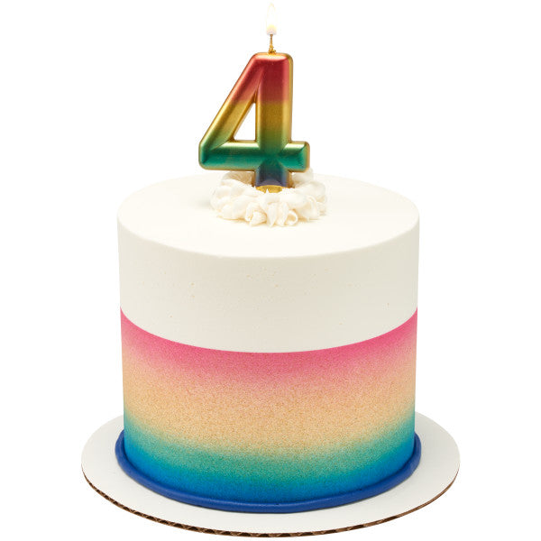 Four (4) Rainbow Metallic Numeral Candle Online Sale