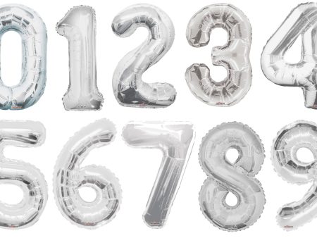 34  Numeral Balloon - Silver, 1ct Hot on Sale