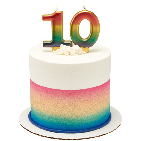 One (1) Rainbow Metallic Numeral Candle Online