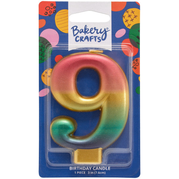 Nine (9) Rainbow Metallic Numeral Candle Online Hot Sale