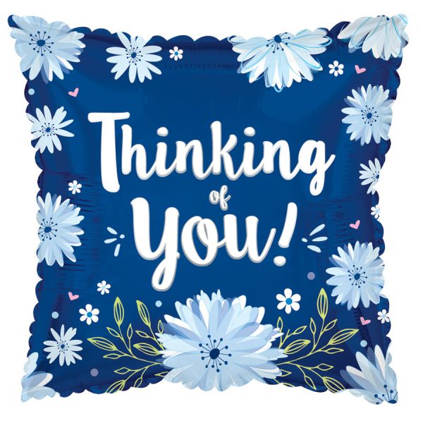 Blue Daisies Thinking of You 18  Square Foil Balloon, 1ct Fashion