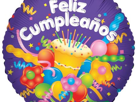 Purple Feliz Cumpleaños 18  Round Foil Balloon, 1ct Online now