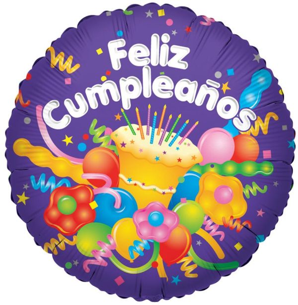 Purple Feliz Cumpleaños 18  Round Foil Balloon, 1ct Online now