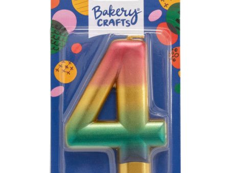 Four (4) Rainbow Metallic Numeral Candle Online Sale