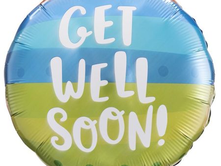 Striped Get Well Soon 18  Round Foil Balloon, 1ct For Sale