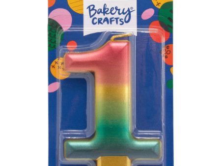 One (1) Rainbow Metallic Numeral Candle Online