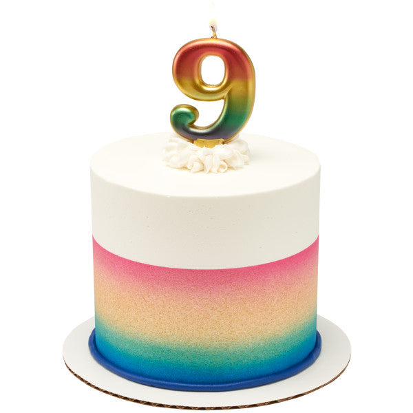 Nine (9) Rainbow Metallic Numeral Candle Online Hot Sale