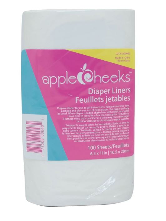 Apple Cheeks Diaper Liners O S (100 sheets) For Sale