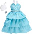 Barbie Fashions Complete Look Mint Polka Dot Ruffle Gown Set Hot on Sale