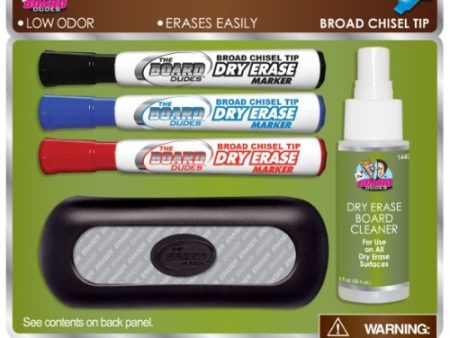 Board Dudes Dry Erase Value Pack with 3 Markers Cleaner Eraser (DDP03) Fashion