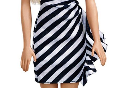 Barbie Glitz Doll, Black & White Stripe Ruffle Dress Fashion