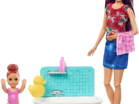 Barbie Skipper Babysitters Inc. Bathtime Playset, Brunette Fashion