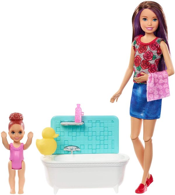 Barbie Skipper Babysitters Inc. Bathtime Playset, Brunette Fashion