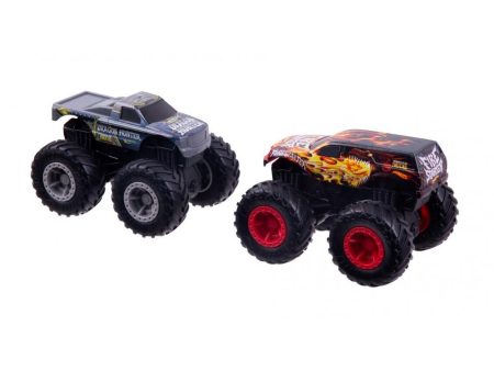 Hot Wheels Monster Trucks Dueling Doubles 2 Pack Dragon Hunter Vs Fire Starter For Cheap