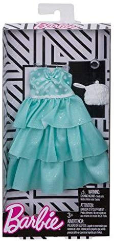 Barbie Fashions Complete Look Mint Polka Dot Ruffle Gown Set Hot on Sale