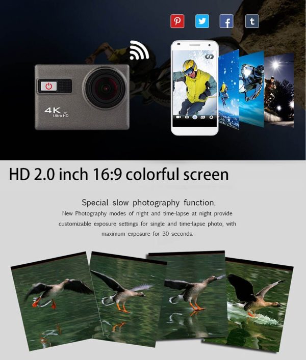 Action Camera 4K Ultra HD Wifi 20MP 2.0-inch Waterproof Sport Camera W  Anti Shake Hot on Sale