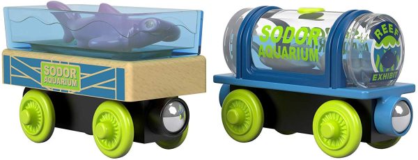 Thomas & Friends Wood Aquarium Cargo Train Cars with Sea Creatures Online now