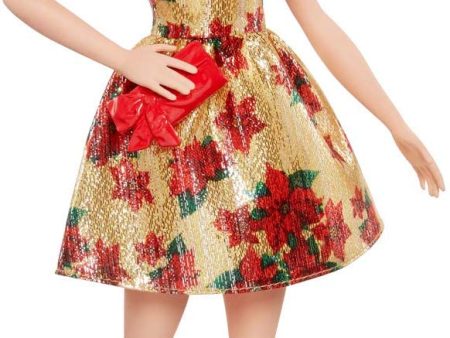 Barbie Christmas Holiday 2018 Doll, Poinsettias and Gold Dress, 11.5  For Sale