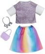 Barbie Fashions Complete Look Gray Top & Rainbow Skirt Set Online