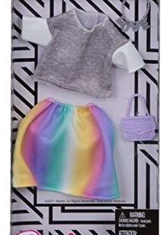 Barbie Fashions Complete Look Gray Top & Rainbow Skirt Set Online