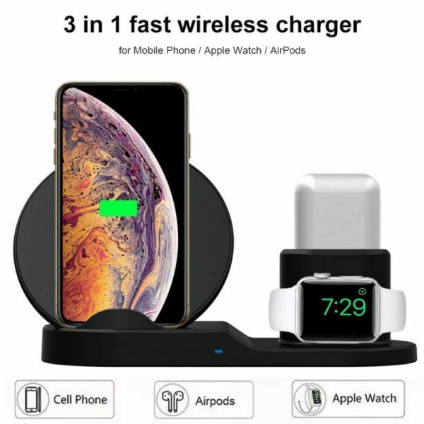 3in1 Qi Wireless Charger Pad Charging Station Dock For Apple Watch iPhone Airpod Cheap