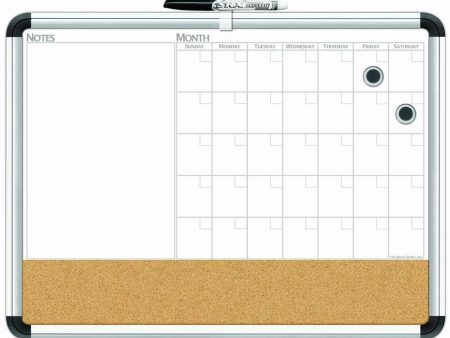 Board Dudes 17 x 23 Aluminum Framed Magnetic 3 In 1 Dry Erase Cork Calendar Hot on Sale